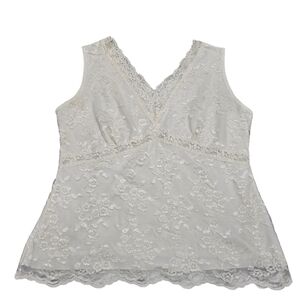 Worthington Y2K Babydoll Top Petite Floral Lace Camisole Fairy Coquette Petite L